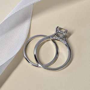 Personalizado IGI certificado CVD HPHT Lab Grown princesa corte diamante anillo 14K oro blanco eternidad anillo de bodas para mujeres fiestas clásicas - Product Image 3