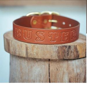 <b>Personalised</b> <b>Dog</b> <b>Collar</b> 38mm Wide - Tan - Product Image 1
