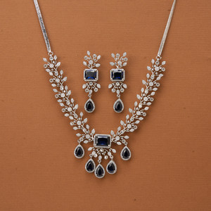 Collier vintage pour femme avec zircone cubique plaqué rhodium chaîne en corde 14 pouces bijoux d'anniversaire - Product Image 2