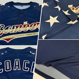 Drapeau personnalisé bleu Applique Patch Sublimation personnalisée Softball Baseball 2 boutons Jersey 2 boutons baseball Club Jersey vente entière - Product Image 6