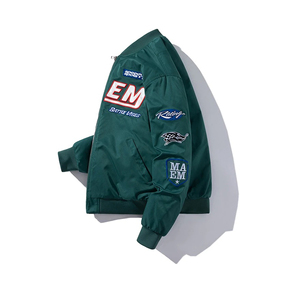 Vente en gros Prix bas Veste universitaire tendance de haute qualité Baseball Collage Chocolat Vert Couleur Broderie Patch Travail - Product Image 5