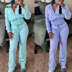 Chándales personalizados Conjuntos casuales Zip up Sudaderas con capucha y pantalones de chándal Conjunto Gimnasio Entrenamiento Trajes de chándal - Product Image 4