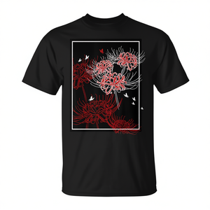 T-shirt Estetica Anime Giapponese con Giglio Ragno Rosso e Farfalla - Prodotto Promozionale - Product Image 2
