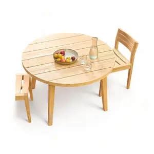 现代设计的柚木户外家具柚木桌椅新款实木户外餐桌套装4