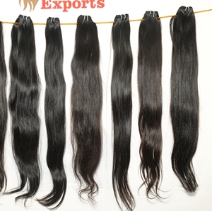 Venta al por mayor 100% Extensiones de cabello Virgen del templo indio Paquetes de cabello humano recto sin procesar Procesamiento químico Cabello indio crudo - Product Image 2