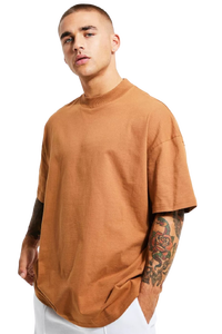 เสื้อยืดผู้ชายโอเวอร์ไซส์โชว์ไหล่พร้อมกระเป๋าหน้าอกเสื้อยืดลำลองสีพื้น - Product Image 3