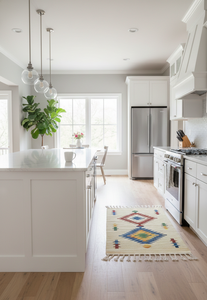 Tapis en coton tissé à la main, motif floral moderne, beige, lavable en machine, écologique, multicolore, pour la maison, les pique-niques, les voyages et la décoration - Product Image 2