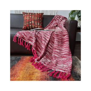 Jeté de canapé en chenille luxueux 60x80 pouces, tissage sergé, avec franges douces, haute densité GSM, idéal pour la vente en gros, ameublement haut de gamme - Product Image 3
