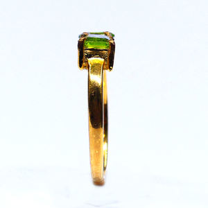 Traditional 925 Sterling <b>Silver</b> Gold Plated Peridot Gemstone <b>Wedding</b> Wear Adjustable Two Stone <b>Ring</b> - Product Image 4