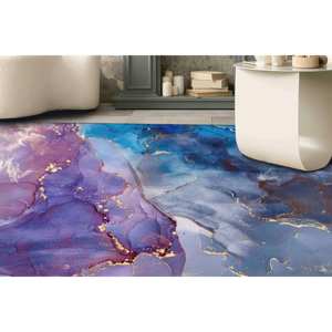 Alfombra de Mármol Morado y Azul: Alfombra Moderna Antideslizante, Alfombra Suave No Tejida - Product Image 1