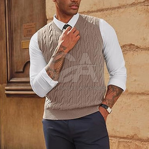 Logo personnalisé Pull sans manches pour hommes Pull en tricot doux Pull sans manches pour hommes personnalisé - Product Image 2