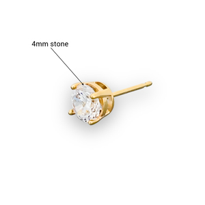 Pendientes de tuerca de fundición de 4 garras de oro de 14K con diamante de laboratorio de 4mm Unisex para mujer-Y/GOLD-Pendientes de diamantes al por mayor - Product Image 3
