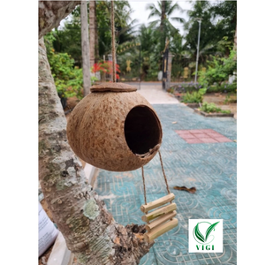 Casa de pájaros con cáscara de coco de Vietnam, nido de mascota sostenible para hámsters, loros, pinzones, precio de fábrica - Product Image 3