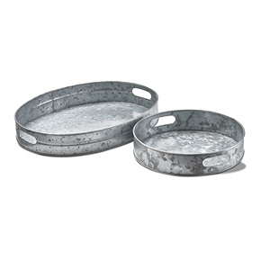 New Decorative Galvanized Serving <b>Tray</b> With Handle For Farmhouse Tabletop <b>Snacks</b> & Drinks Serving <b>Tray</b> . - Product Image 5