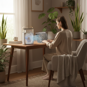 Ventilateur d'air évaporatif électrique en plastique avec télécommande et humidificateur - Product Image 3