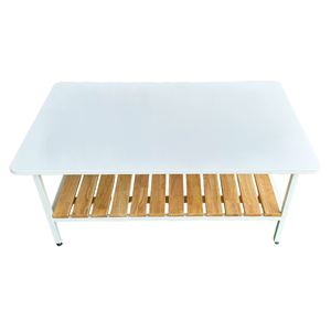 Minimilist Convertible <b>Sofa</b> <b>Table</b> Rubber Wood with Iron Frame 100x60x43cm Living Room Furniture Set of 2 - Product Image 2