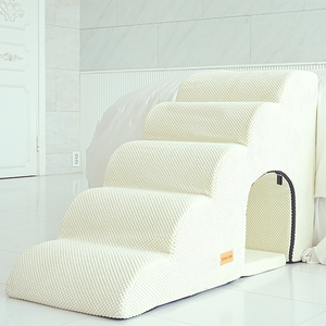 [AllmioPet] Cave Style 5 <b>Step</b> Pet Stair 3 in 1 Ivory AMP C5 IV Soft Comfortable Dog Cat Pet <b>Steps</b> for Home Indoor Use - Product Image 2