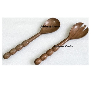 Dernier modèle Ensembles de service à salade en bois avec manche en résine Ensemble de service en bois d'acacia fait à la main Ustensiles de cuisine Vaisselle Ensembles de service - Product Image 4