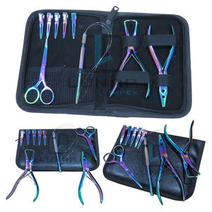 Offre Spéciale professionnel Plasma revêtement multicolore pince à cheveux outils de ciseaux dans le kit de étui en cuir PVC noir - Product Image 6