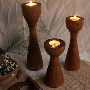 Soporte de vela de pilar de madera hecho a mano de tamaño personalizado HHO para decoración de iluminación del hogar Material de PC de nuevo estilo de diseño - Product Image 1