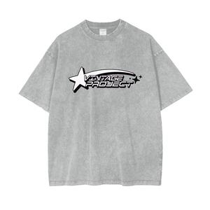 T-shirts pour hommes surdimensionnés en coton de qualité supérieure, délavés à l'acide, avec motifs graphiques, coupe ample, style décontracté, vente en gros - Product Image 4