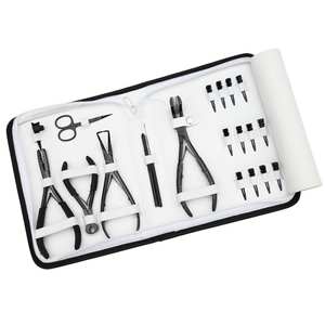 <b>Hair</b> <b>Extension</b> tools Kit with Tape Pressing Plier Crimper Bead Remover Fusion Bond Cutter Wire Loop Hook Parting Ring Scissors - Product Image 1