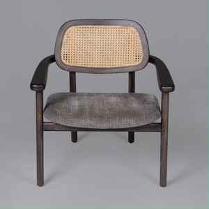 Sillón Ecológico de Madera de Mango con Tejido Nórdico, Estilo Europeo, Respaldo de Mimbre y Asiento Tapizado - Product Image 1