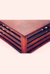 Modern Slatted Design Solid Wood <b>Square</b> Coffee <b>Table</b> for Living Room Centrepiece or Home Furniture - Product Image 3
