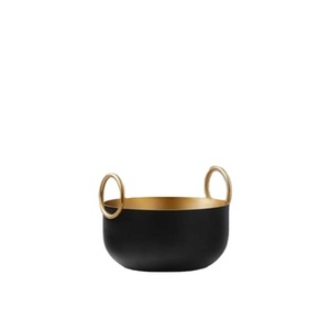 <b>Large</b> Black Powder Coated Metal Food Serving <b>Bowl</b> Round Shape Durable Iron <b>Bowl</b> for Fast Food Serving Imported from India - Product Image 1