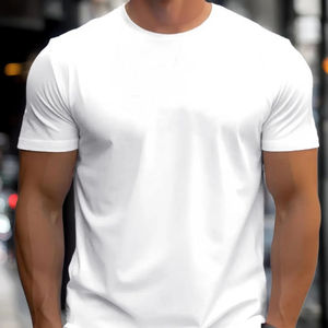 Camiseta de Hombre 100% Algodón, Color Sólido, Cuello Redondo, Talla Grande, Informal, Transpirable, de Alta Calidad, Manga Corta - Product Image 1