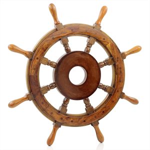 Roue de navire décorative maritime du capitaine doré antique en bois nautique fabriqué à la main décor à la maison - Product Image 2