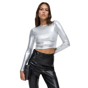 T-shirt décontracté pour femme, 100% coton, col rond, coupe classique - Product Image 2