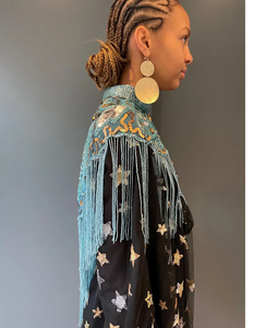 Robe de soirée élégante et antistatique pour femme, Cape perlée magnifiquement ornée, perles brodées sur le devant, cristaux pour club - Product Image 1