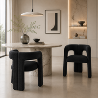 Chaise de salle à manger rembourrée, chaise à accoudoirs avec dossier incurvé moderne, chaise d'appoint en tissu pour restaurant, café, hôtel, usage domestique