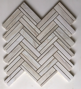 White Marble <b>Mosaic</b> Tile Herringbone Pattern Polished 8mm Thick Modern Interior Wall Bathroom Tile - Product Image 1