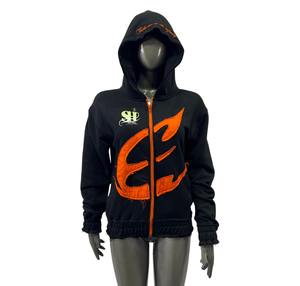 เสื้อฮู้ดแฟชั่นสำหรับผู้หญิงเสื้อฮู้ดเอวลอยแบบตัดเย็บด้วยซิปเฟรนช์เทอร์รี่มีรอยเย็บปักแบบขาดจาก USA - Product Image 3