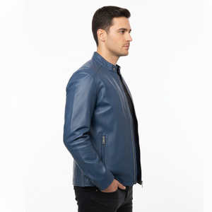 Veste de motard en cuir de mouton véritable pour hommes Vente en gros d'usine OEM Design personnalisé Vêtements de moto Vêtements d'extérieur élégants et chauds pour l'hiver à l'avant - Product Image 3