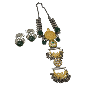 สร้อยคอจิวเวลรี่ทันสมัยใหม่สร้อยคอ dualtone แบบดั้งเดิมพร้อมต่างหูในราคาที่เหมาะสมในอินเดีย - Product Image 2