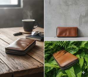 Fabrication en gros de portefeuilles en cuir de cheval personnalisés, portefeuille à fermeture éclair pour homme, blocage RFID, porte-cartes multiples en cuir, portefeuille long - Product Image 2
