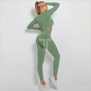 Women's Solid Comfortable <b>Crop</b> <b>Top</b> Leggings Yoga Set High Waist Seamless Eco-Friendly Breathable Anti-Bacterial Quick Dry V - Product Image 6