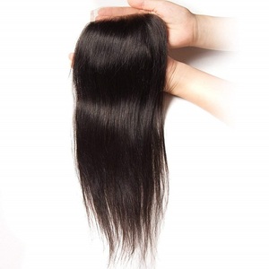 4x4 Cierre de encaje recto Cabello humano HD Cierre de encaje Parte libre 100% Cabello virgen brasileño Pre arrancado con cabello de bebé - Product Image 1