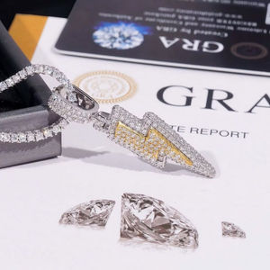 Deux tons foudre sur mesure glacé Hip Hop bijoux pendentif 925 argent plein laboratoire cultivé diamant - Product Image 2