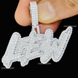 925 plata esterlina Iced Out VVS Moissanite colgante personalizado, Iced Out VVS Moissanite colgante Unisex VVS Moissanite letra colgante - Product Image 1