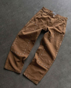 Jeans Holgados de Pierna Recta Ancha de Cintura Alta, 100% Algodón, Lavado a la Piedra, Estilo Vintage, Fabricación Personalizada - Product Image 3