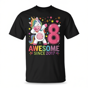 Camiseta para Niñas de 8 Años con Unicornio Bailarín, Regalo Promocional con Temática de Fiesta de Cumpleaños de Unicornio - Product Image 2