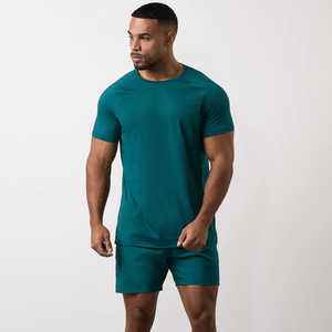 เสื้อยืดออกกำลังกายผู้ชายสีพื้น ขายส่ง สำหรับฟิตเนส ยิม แห้งเร็ว ระบายอากาศ ไม่เป็นขุย รับผลิตแบบ OEM พร้อมออกแบบโลโก้ตามสั่ง - Product Image 1