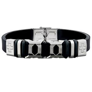 Pulsera de Moda de Acero y Goma con Diseño Cruzado, Estilo Urbano Elegante para Hombre y Mujer - Product Image 1