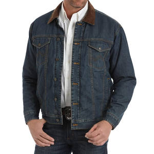 Veste en jean d'hiver durable aux lignes nettes avec logo en toile sur le devant, design léger et confort de longue durée - Product Image 1