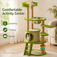 Arbre à chat multi-niveaux avec condo fermé, poteaux à gratter en sisal, échelle, jouet rotatif, grand structure d'escalade pour chats d'intérieur