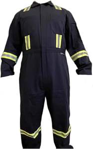 Vêtements de travail réfléchissants en coton confortable avec logo personnalisé pour hommes, combinaisons ignifuges FRC FR, uniformes de sécurité étanches à l'eau - Product Image 5